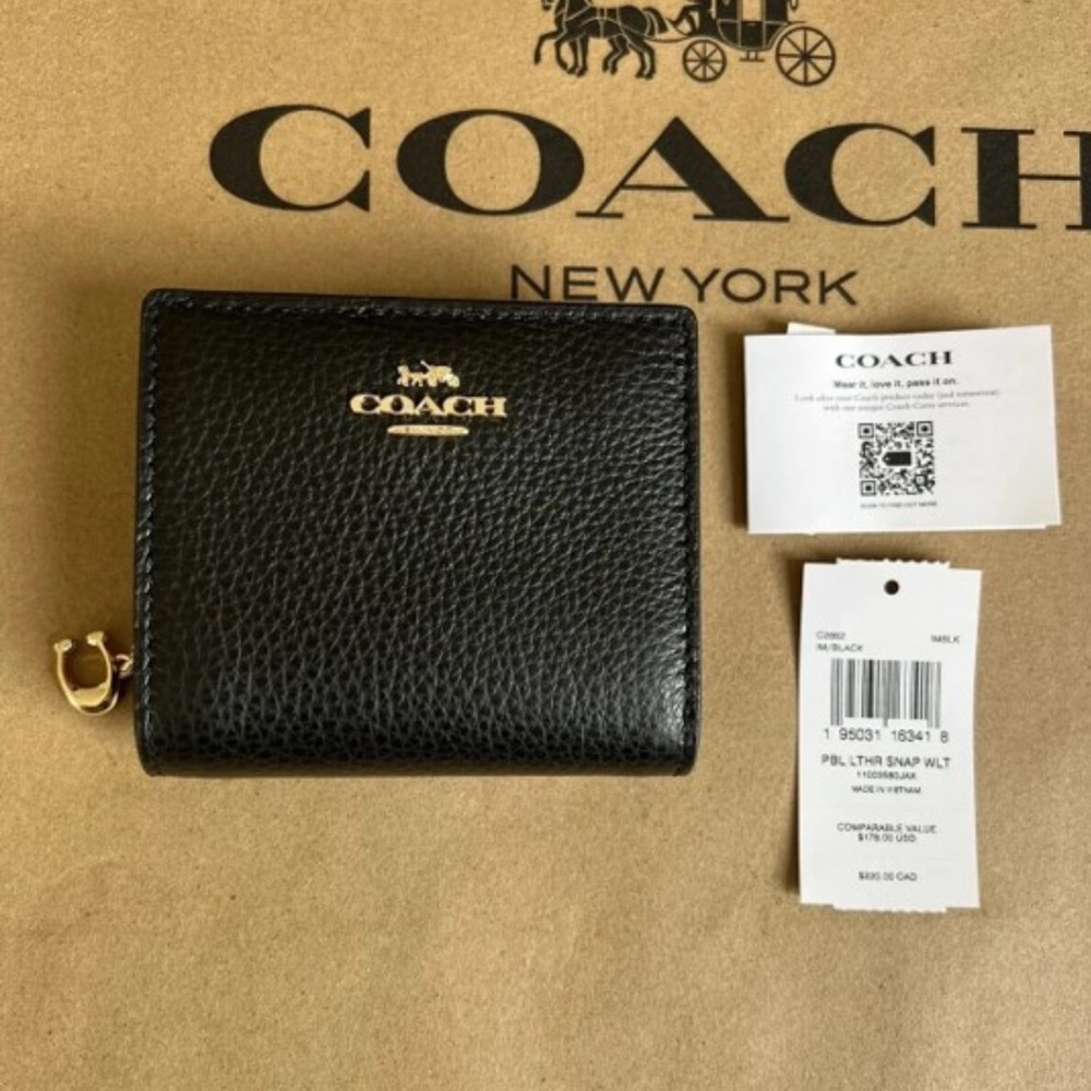 NWT Coach Black Leather Wallet